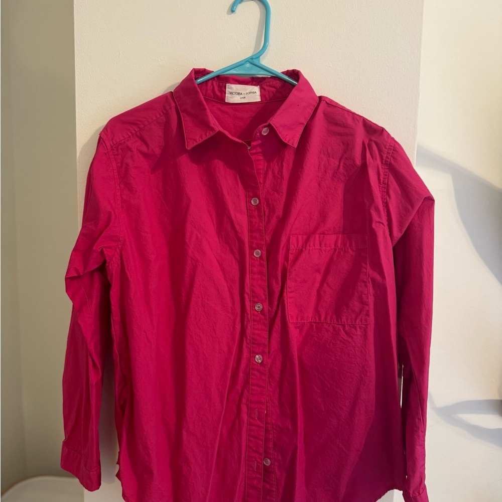 Bright Pink Button-Up Shirt